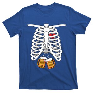 Skeleton Beer Stomach Halloween Costume Funny Dad Pregnancy Gift T-Shirt