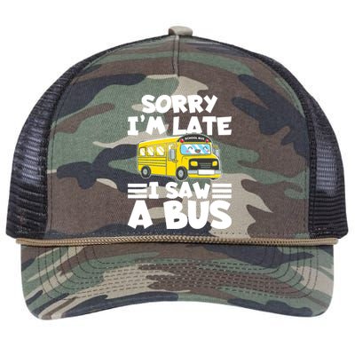 School Bus Sorry I'm late I saw a Bus Retro Rope Trucker Hat Cap