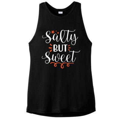 Salty But Sweet Summer Beach Ladies PosiCharge Tri-Blend Wicking Tank