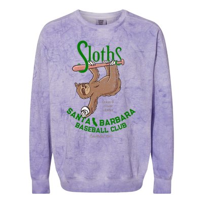 Santa Barbara Sloths Minor League Retro Baseball Team Colorblast Crewneck Sweatshirt