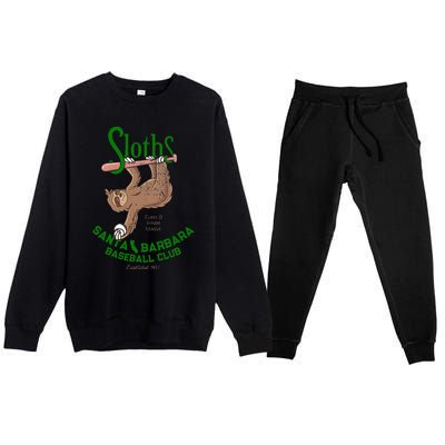 Santa Barbara Sloths Minor League Retro Baseball Team Premium Crewneck Sweatsuit Set