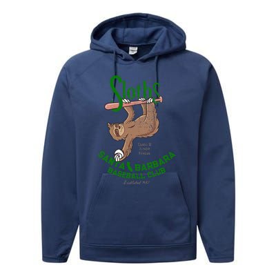 Santa Barbara Sloths Minor League Retro Baseball Team Performance Fleece Hoodie