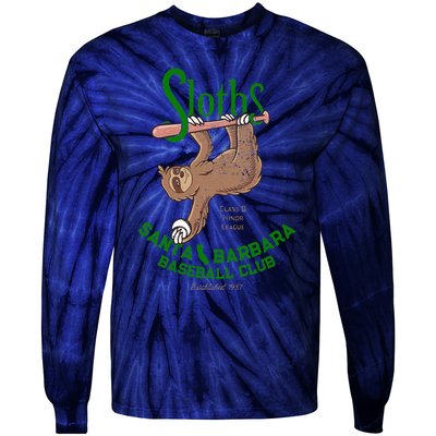 Santa Barbara Sloths Minor League Retro Baseball Team Tie-Dye Long Sleeve Shirt