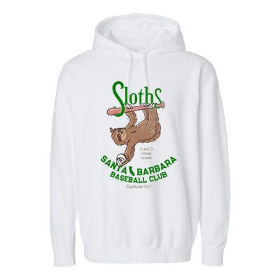 Santa Barbara Sloths Minor League Retro Baseball Team Garment-Dyed Fleece Hoodie