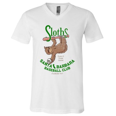 Santa Barbara Sloths Minor League Retro Baseball Team V-Neck T-Shirt