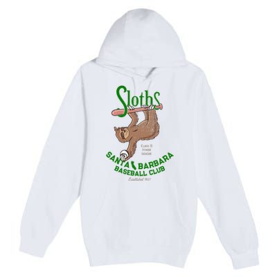 Santa Barbara Sloths Minor League Retro Baseball Team Premium Pullover Hoodie