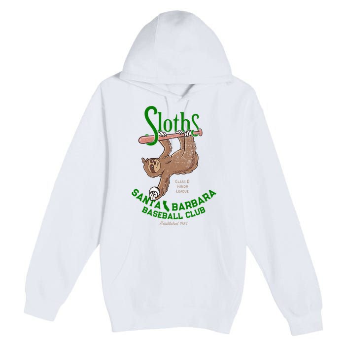 Santa Barbara Sloths Minor League Retro Baseball Team Premium Pullover Hoodie