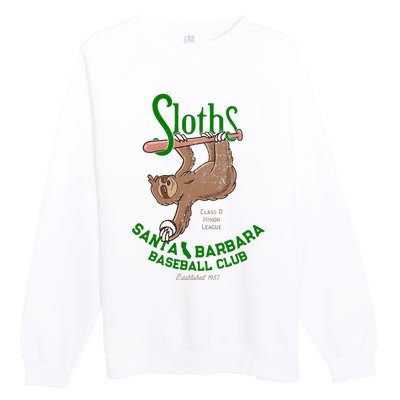 Santa Barbara Sloths Minor League Retro Baseball Team Premium Crewneck Sweatshirt