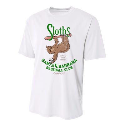 Santa Barbara Sloths Minor League Retro Baseball Team Performance Sprint T-Shirt