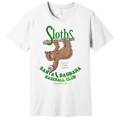 Santa Barbara Sloths Minor League Retro Baseball Team Premium T-Shirt