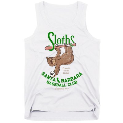 Santa Barbara Sloths Minor League Retro Baseball Team Tank Top