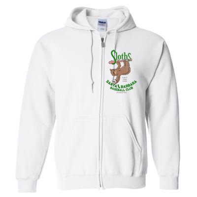 Santa Barbara Sloths Minor League Retro Baseball Team Full Zip Hoodie