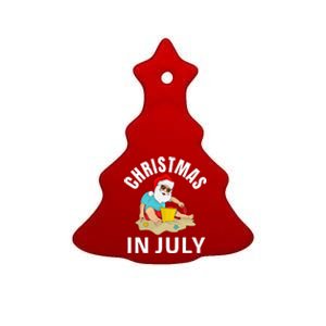 Santa Beach Summer Christmas In July Summer Ceramic Tree Ornament