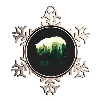 Seattle Bear State Of Washington Pacific Nw Wildlife Metallic Star Ornament