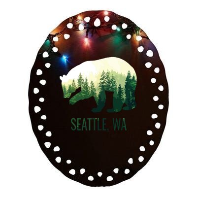 Seattle Bear State Of Washington Pacific Nw Wildlife Ceramic Oval Ornament