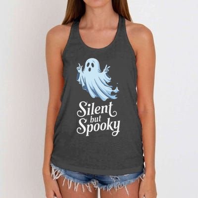 Silent But Spooky Humor For Ghost Lovers Halloween Fun Women's Knotted Racerback Tank