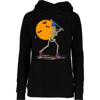 Spooky Baseball Skeleton Costume for Halloween Womens Funnel Neck Pullover Hood