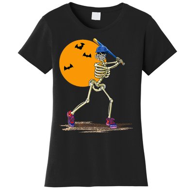 Spooky Baseball Skeleton Costume for Halloween Women's T-Shirt