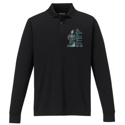 She's Black She's A Queen She's Medical Assistant MA TShirt Performance Long Sleeve Polo