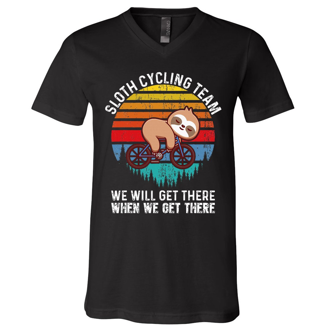 Sloth Bike Sloth Bike Riding Cycling Team V-Neck T-Shirt