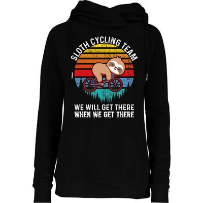 Sloth Bike Sloth Bike Riding Cycling Team Womens Funnel Neck Pullover Hood