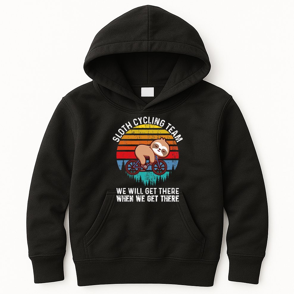 Sloth Bike Sloth Bike Riding Cycling Team Kids Hoodie
