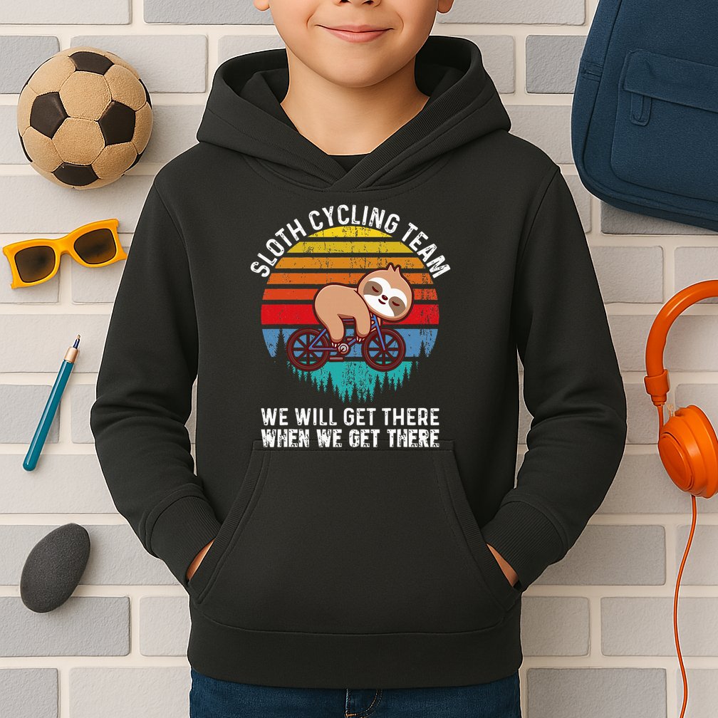 Sloth Bike Sloth Bike Riding Cycling Team Kids Hoodie