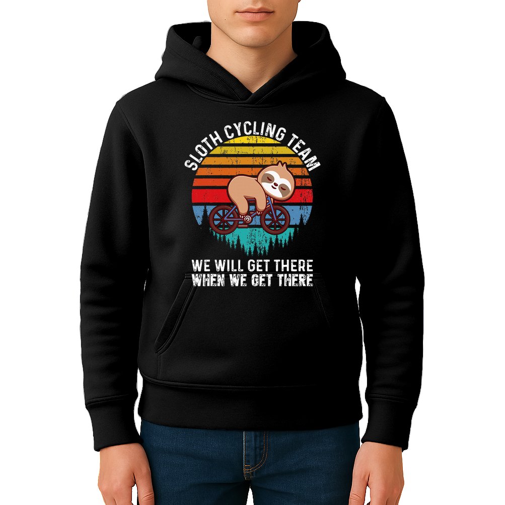 Sloth Bike Sloth Bike Riding Cycling Team Kids Hoodie
