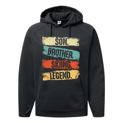 Son Brother Skiing Legend Winter Performance Fleece Hoodie