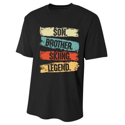 Son Brother Skiing Legend Winter Performance Sprint T-Shirt