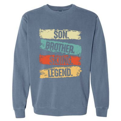 Son Brother Skiing Legend Winter Garment-Dyed Sweatshirt