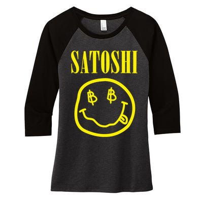 Satoshi Bitcoin Women's Tri-Blend 3/4-Sleeve Raglan Shirt
