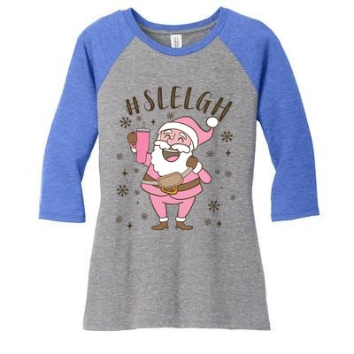 Sleigh Bougie Santa Tumbler Boojee Boujee Funny Christmas Gift Women's Tri-Blend 3/4-Sleeve Raglan Shirt