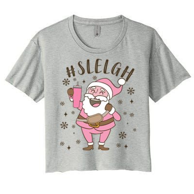 Sleigh Bougie Santa Tumbler Boojee Boujee Funny Christmas Gift Women's Crop Top Tee