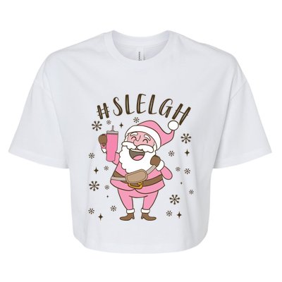 Sleigh Bougie Santa Tumbler Boojee Boujee Funny Christmas Gift Bella+Canvas Jersey Crop Tee