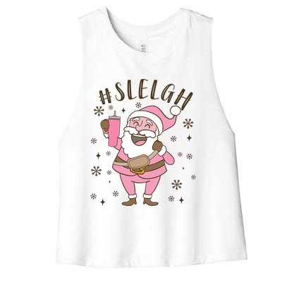 Sleigh Bougie Santa Tumbler Boojee Boujee Funny Christmas Gift Women's Racerback Cropped Tank