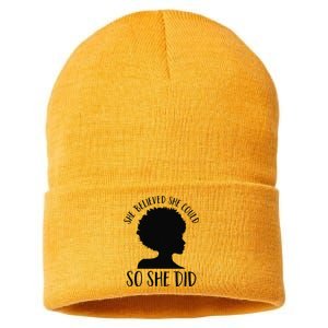 She Believed She Could So She Did Melanin Queen Juneteenth Sustainable Knit Beanie