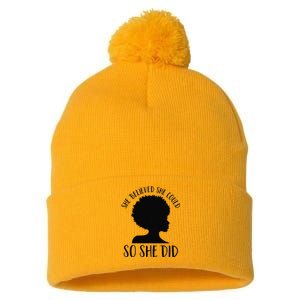 She Believed She Could So She Did Melanin Queen Juneteenth Pom Pom 12in Knit Beanie