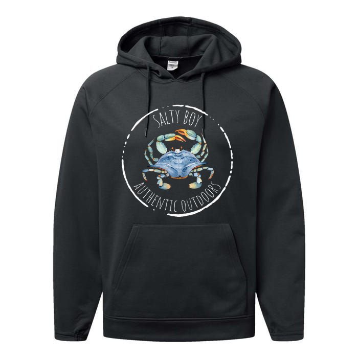 Salty Boy Salty Attitude Funny Fishing Crab Fishing Salty Performance Fleece Hoodie