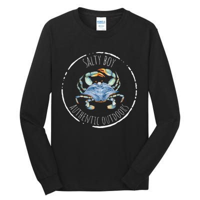 Salty Boy Salty Attitude Funny Fishing Crab Fishing Salty Tall Long Sleeve T-Shirt