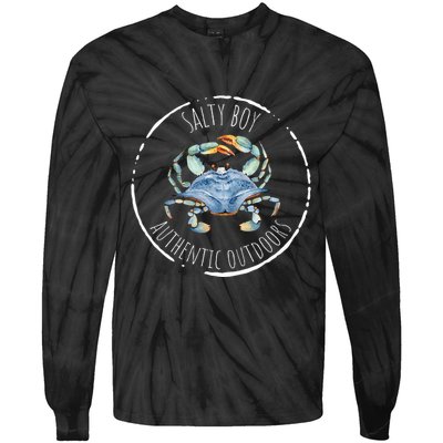 Salty Boy Salty Attitude Funny Fishing Crab Fishing Salty Tie-Dye Long Sleeve Shirt