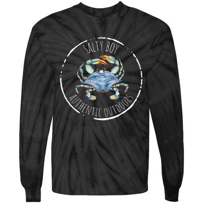 Salty Boy Salty Attitude Funny Fishing Crab Fishing Salty Tie-Dye Long Sleeve Shirt