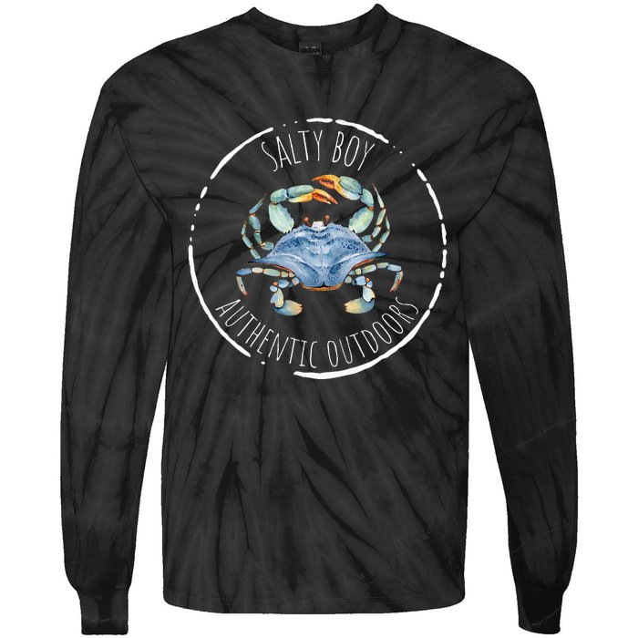 Salty Boy Salty Attitude Funny Fishing Crab Fishing Salty Tie-Dye Long Sleeve Shirt