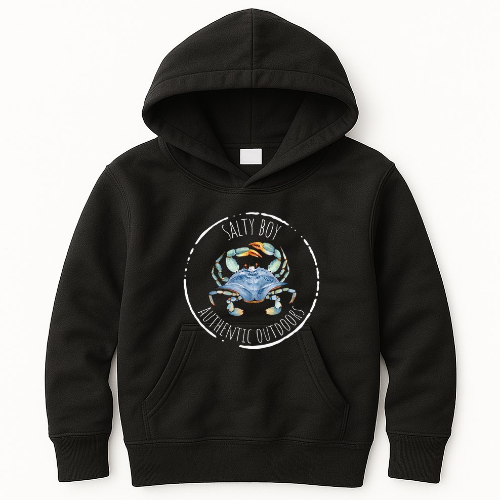 Salty Boy Salty Attitude Funny Fishing Crab Fishing Salty Kids Hoodie