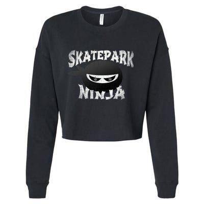 Skateboarding Bmx Scootering Inline Skating Skatepark Ninja Cool Gift Cropped Pullover Crew