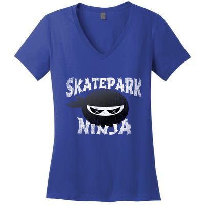 Skateboarding Bmx Scootering Inline Skating Skatepark Ninja Cool Gift Women's V-Neck T-Shirt