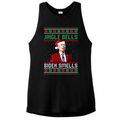 Santa Biden Smells Funny Confused Liberals Ugly Christmas Gift Ladies PosiCharge Tri-Blend Wicking Tank