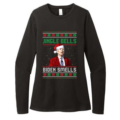 Santa Biden Smells Funny Confused Liberals Ugly Christmas Gift Womens CVC Long Sleeve Shirt