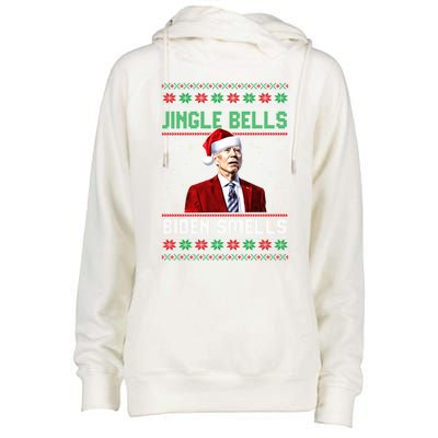 Santa Biden Smells Funny Confused Liberals Ugly Christmas Gift Womens Funnel Neck Pullover Hood