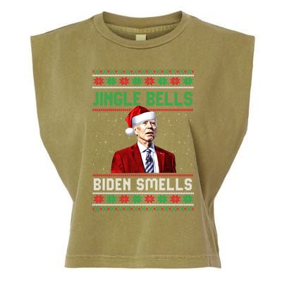 Santa Biden Smells Funny Confused Liberals Ugly Christmas Gift Garment-Dyed Women's Muscle Tee